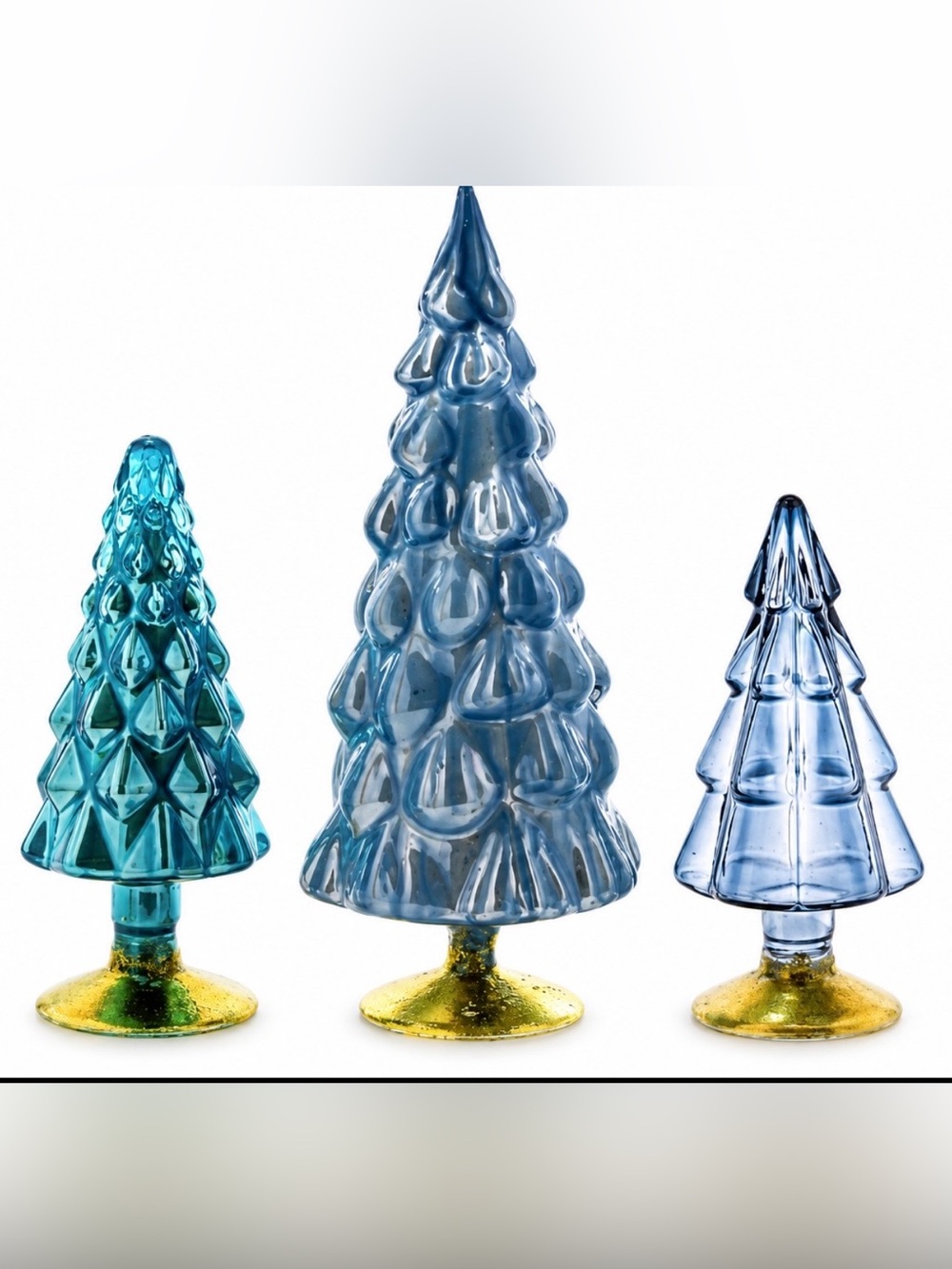Cody Foster Decorative Glass Holiday Trees - Blue and Teal Set